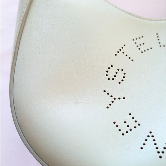 STELLA MCCARTNEY Mint Green Small Perforated Vegan Leather Hobo Bag with Logo - Picture 4 of 11